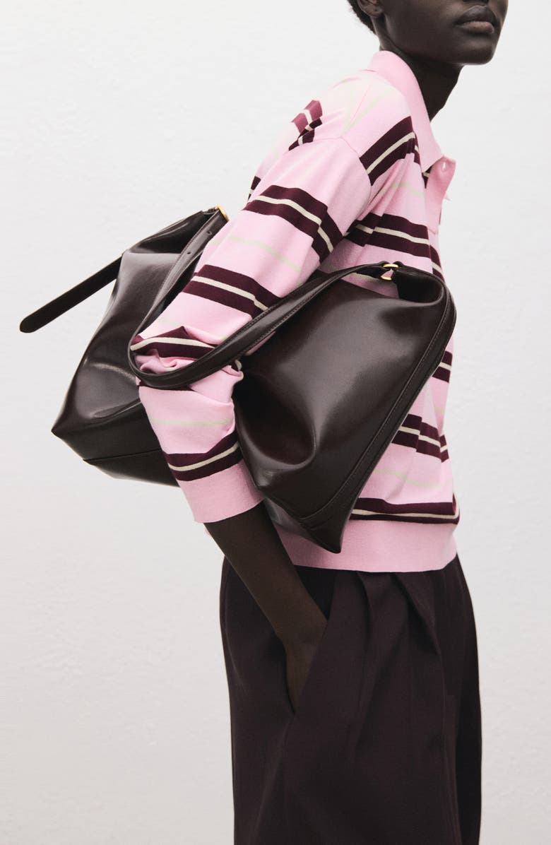 MANGO Stripe Sweater Polo, Alternate, color, Pink