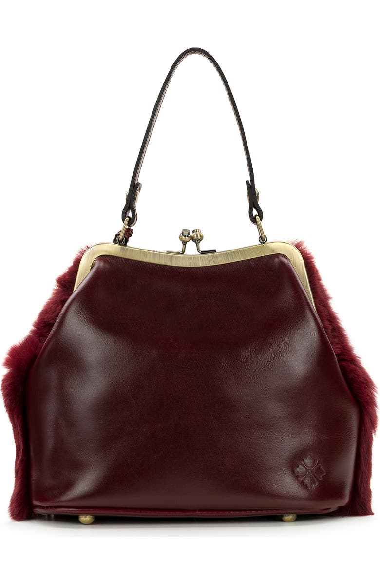 Patricia Nash Laureana Faux Fur Frame Top Shoulder Bag, Alternate, color, Oxblood