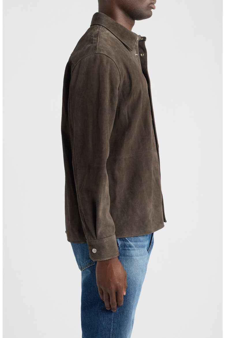 Suede Shirt Jacket, Alternate, color, DARK BROWN