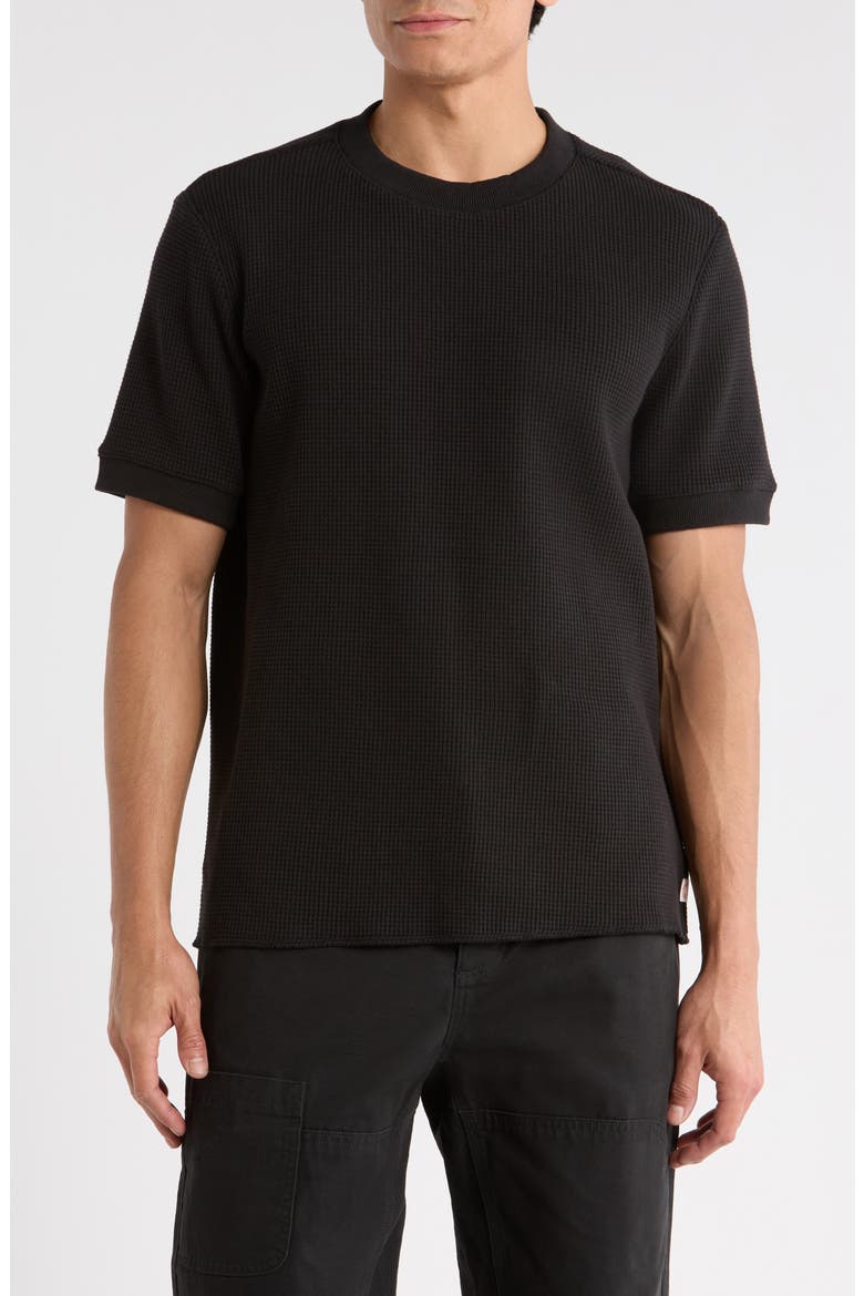 Heavyweight Waffle Knit Crew T-Shirt, Main, color, OBSIDIAN