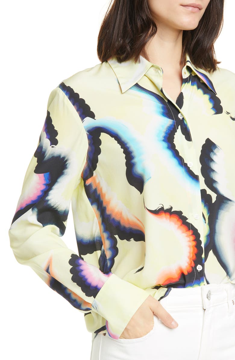 A.L.C. Jayne High/Low Stretch Silk Shirt, Alternate, color, 