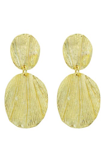 Panacea Textured Double Circle Drop Earrings In Gold