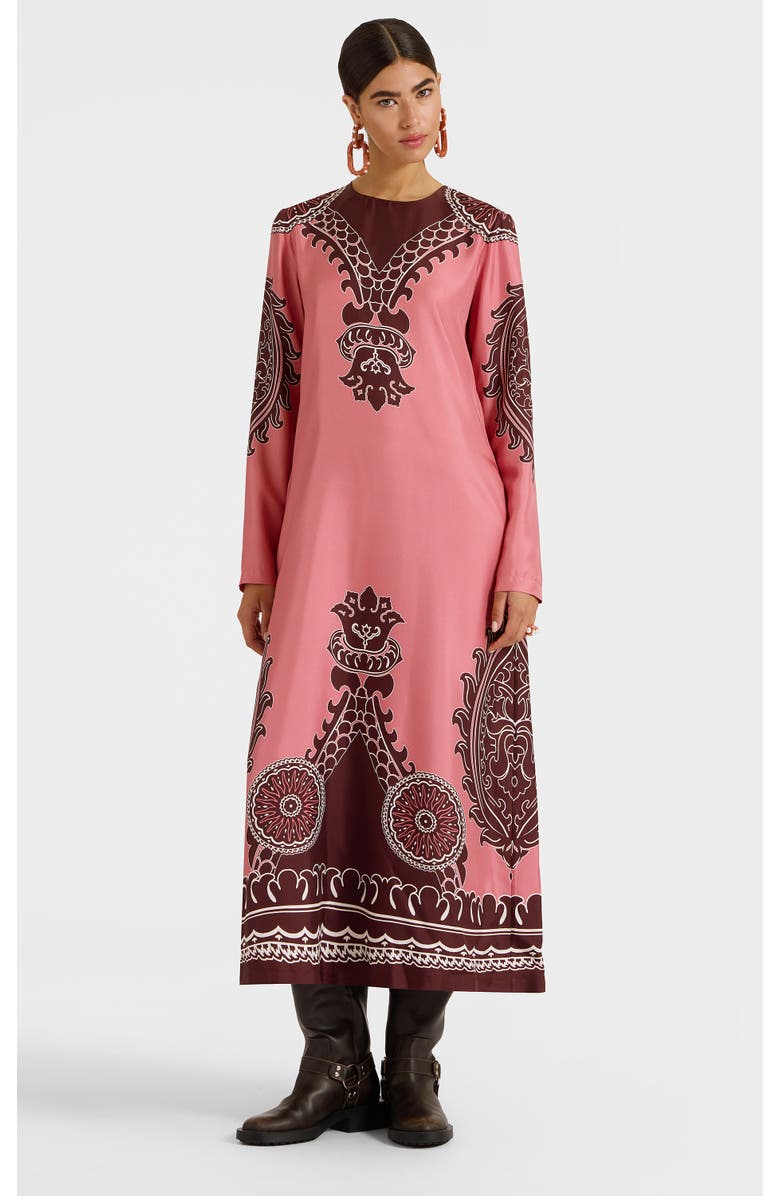 La DoubleJ Long Sleeve Swing Dress, Main, color, Oltrarno Placée Pink