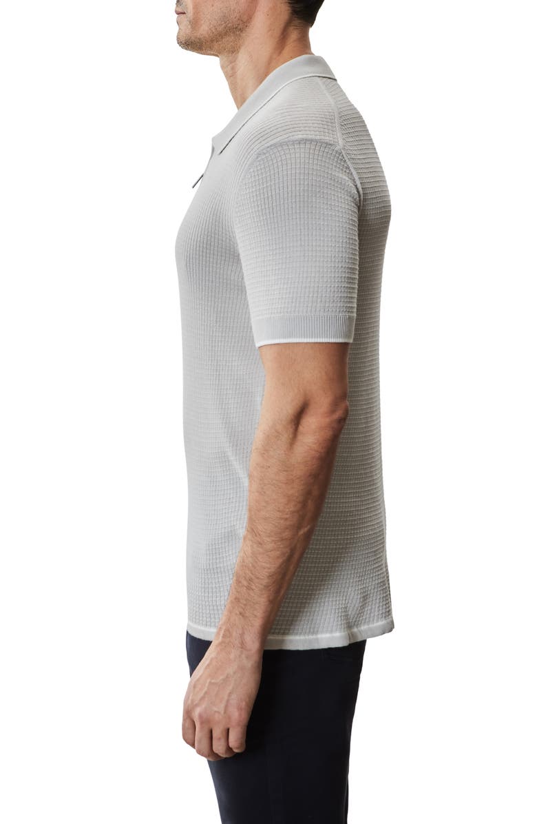 Robert Barakett Denton Short Sleeve Zip Organic Cotton Sweater Polo, Alternate, color, Pale Grey