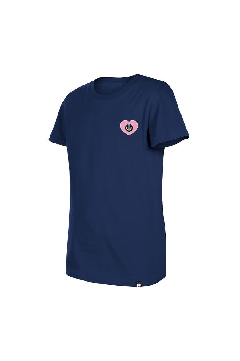 Girls Youth New Era Navy Philadelphia Union Bubble Heart T-Shirt, Alternate, color, Navy