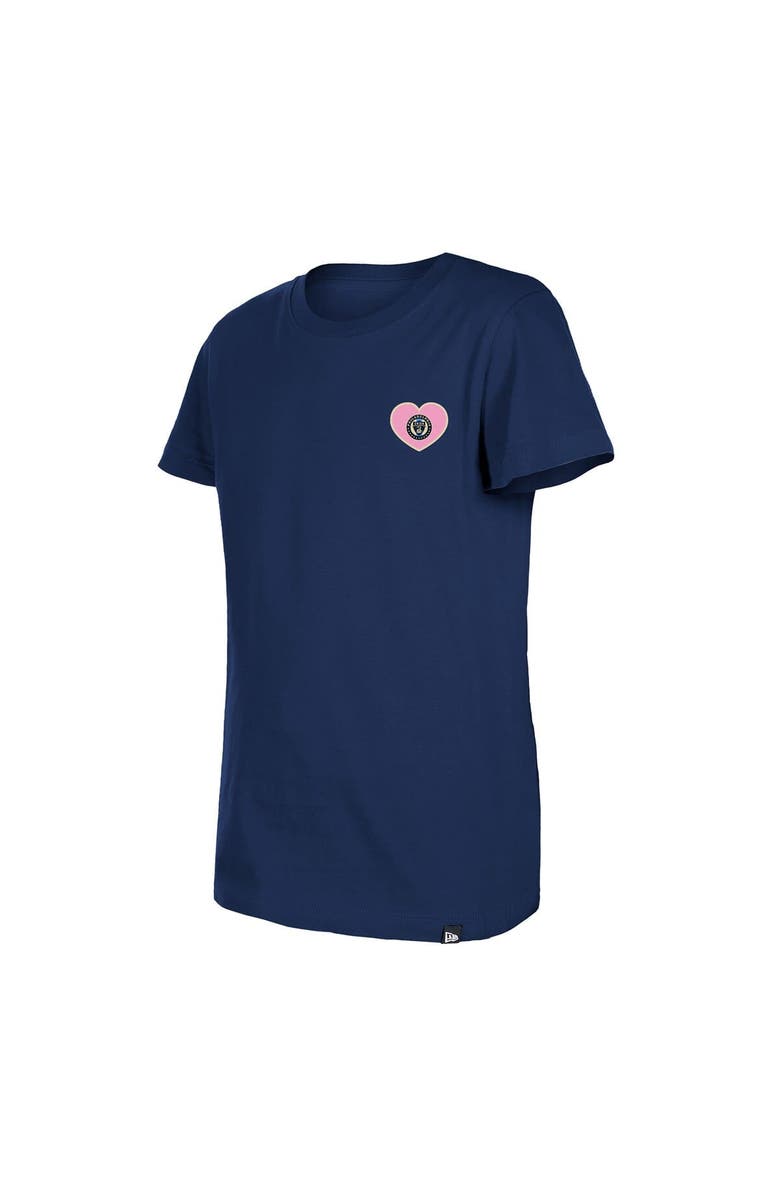 New Era Girls Youth New Era Navy Philadelphia Union Bubble Heart T-Shirt, Alternate, color, Navy