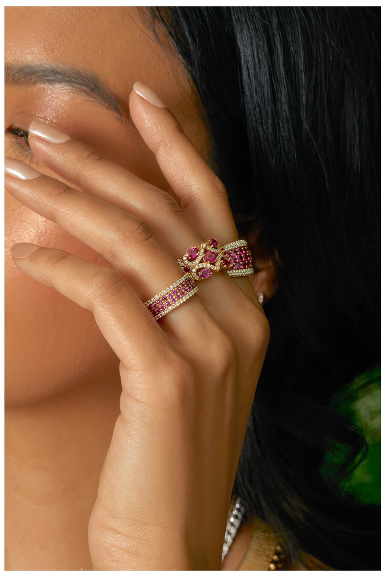 El Mar Wide Ring (Nordstrom Exclusive), Alternate, color, 18K YELLOW GOLD - DIAMOND RUBY