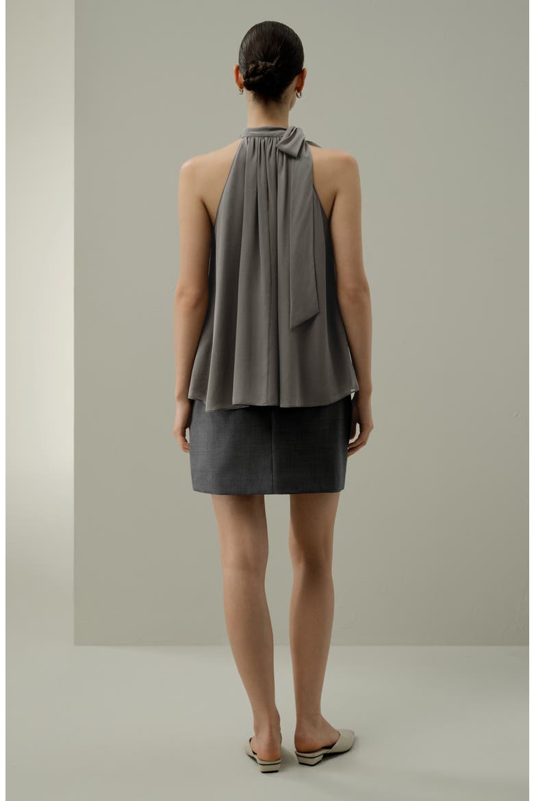 Women's Silk Georgette Tie-Neck Blouse, Alternate, color, Dark Gray