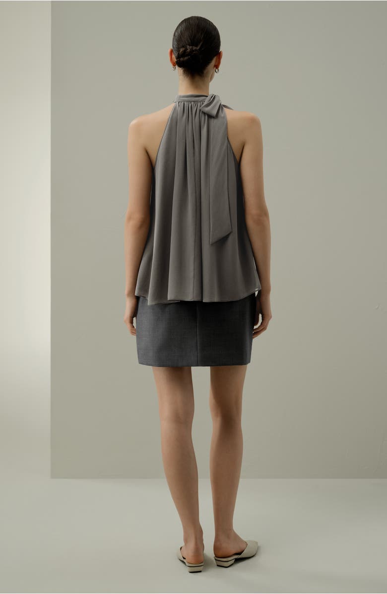 Lilysilk Women's Silk Georgette Tie-Neck Blouse, Alternate, color, Dark Gray