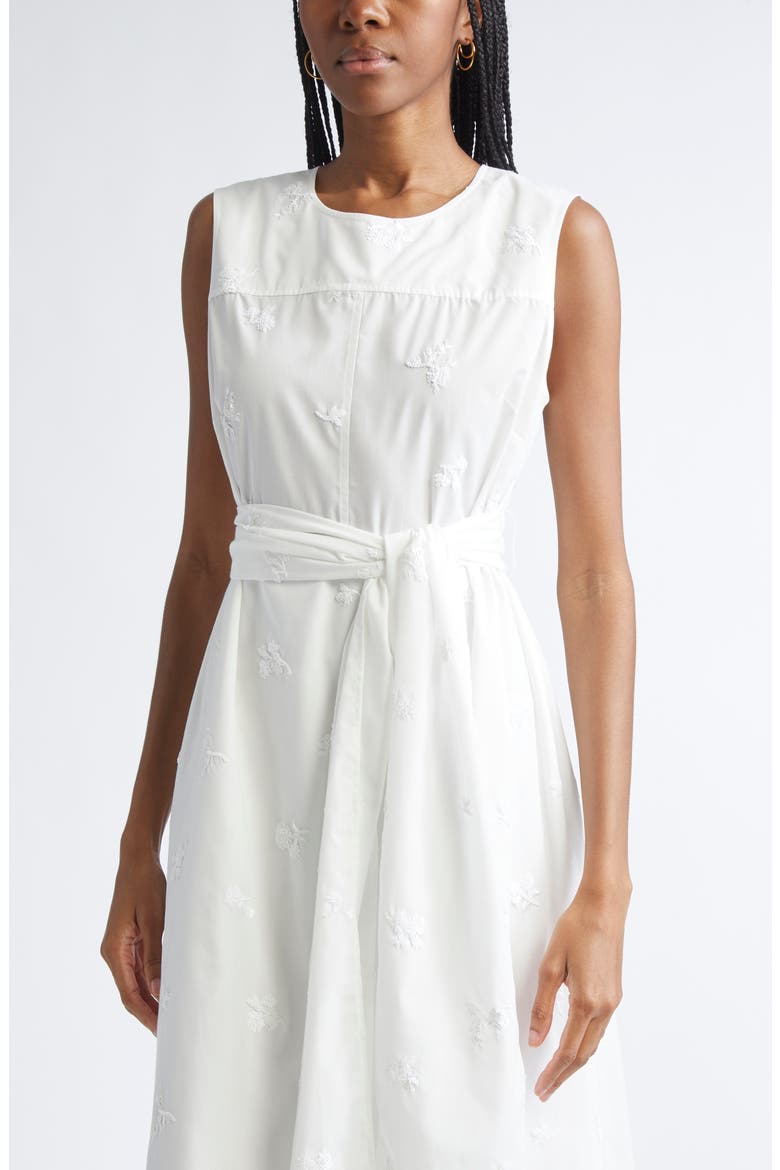 Evelyn Sequin Embroidered Poplin Midi Dress, Alternate, color, IVORY