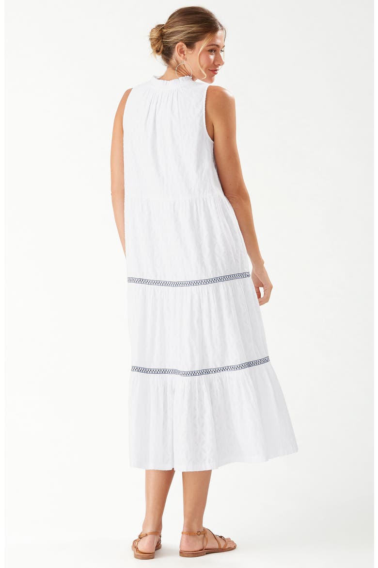 Split Neck Cotton Midi Dress, Alternate, color, WHITE