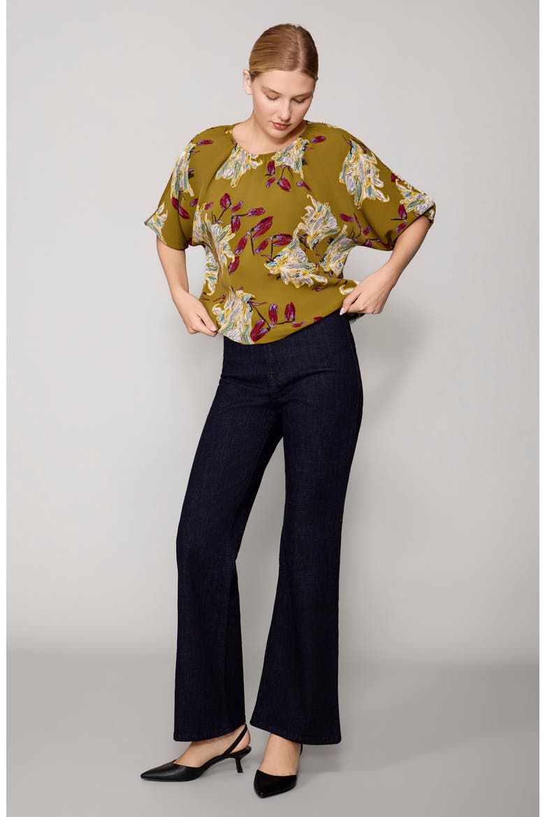 Printed Satin Top, Alternate, color, CUMIN FLORAL