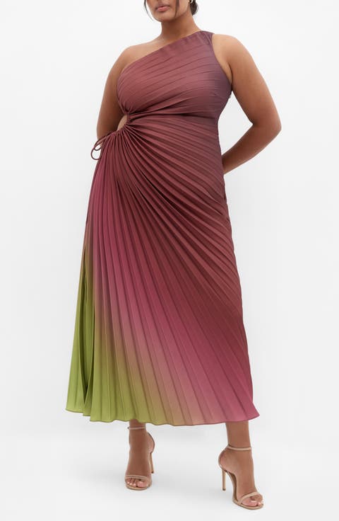 Aliza Print Cutout One-Shoulder Maxi Dress (Plus)