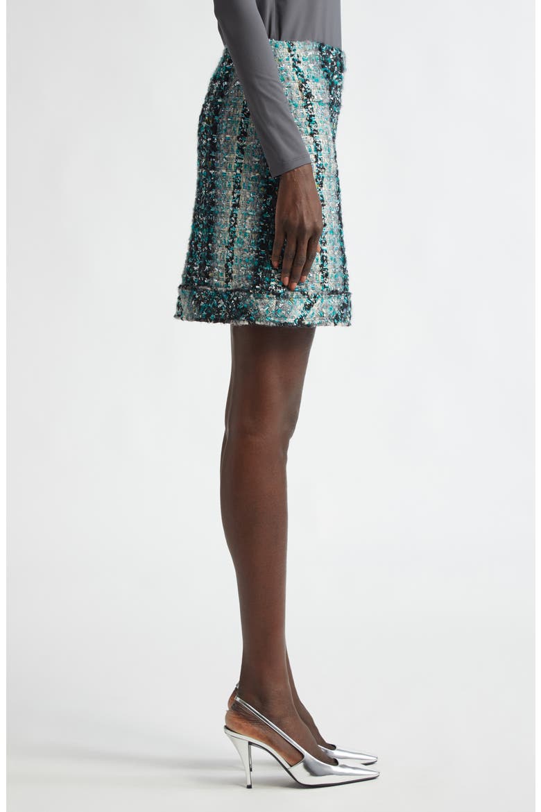 Foiled Eyelash Tweed Miniskirt, Alternate, color, JUNIPER/ AQUAMARINE MULTI