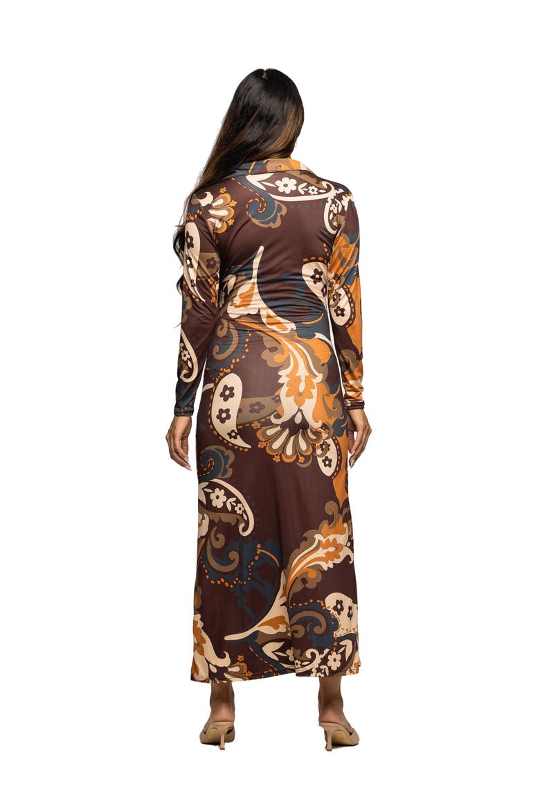 Paisley Empire Waist Maxi Dress, Alternate, color, Brown Multi