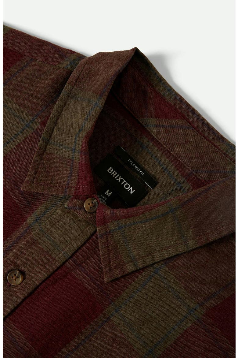 Cru Plaid Linen & Cotton Button-Up Shirt, Alternate, color, OLIVE SURPLUS/ PORT