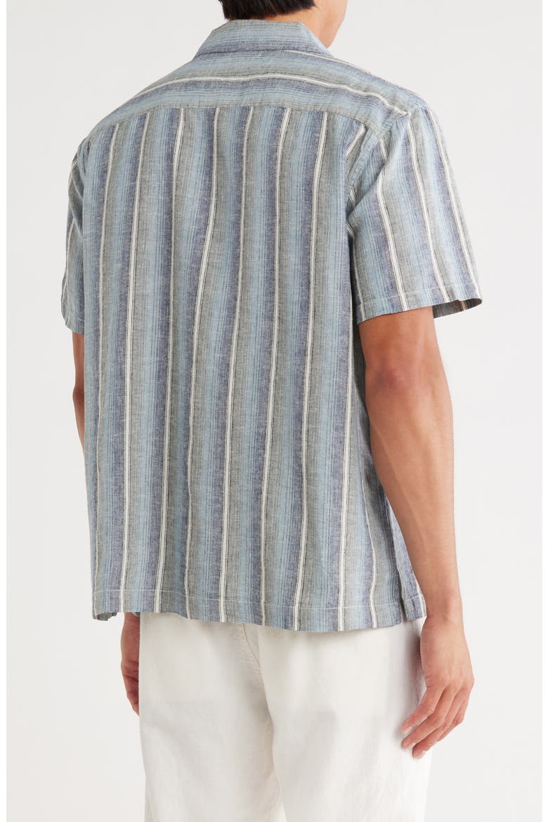 Linen & Cotton Camp Shirt, Alternate, color, IVORY SUNSET STRIPE