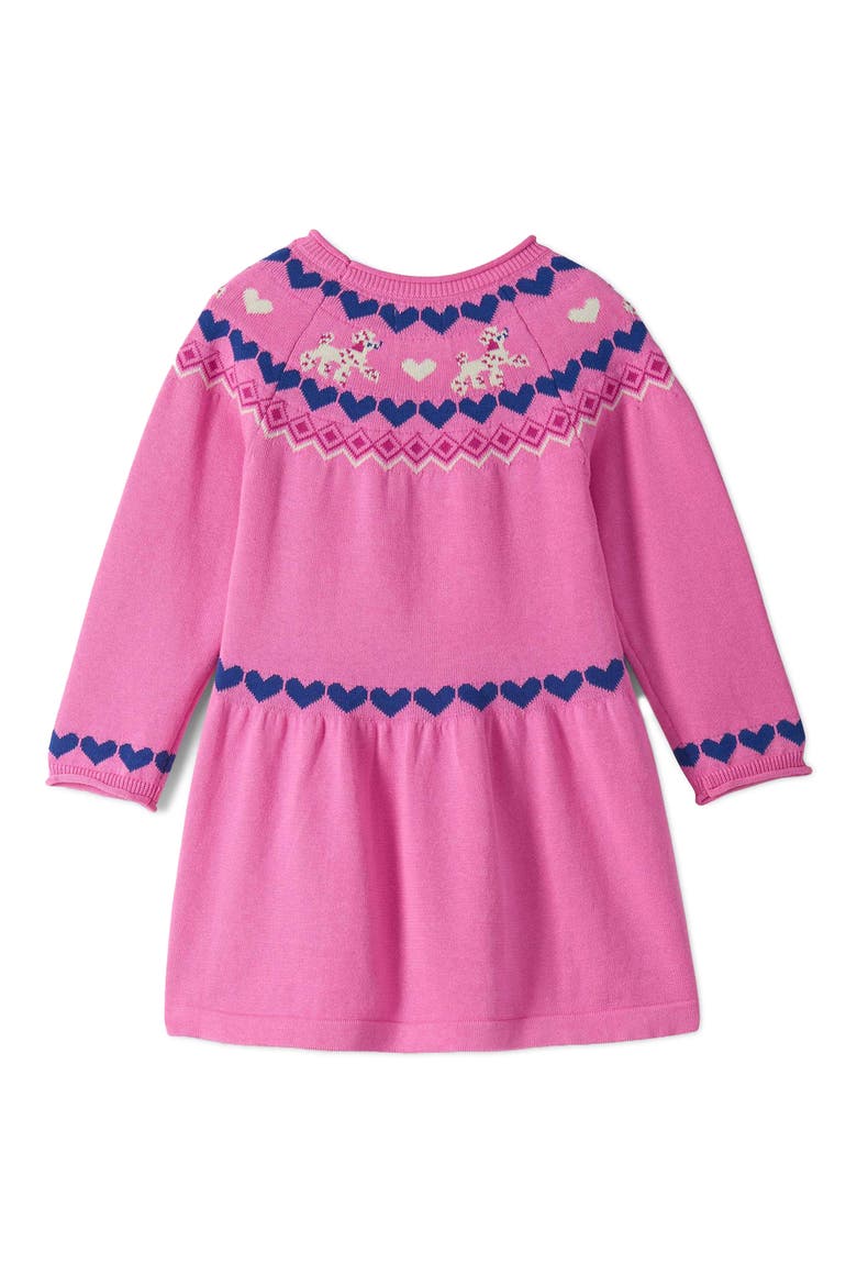 Kids' Pink Pups Flared Sweater Dress, Alternate, color, FUCHSIA PINK