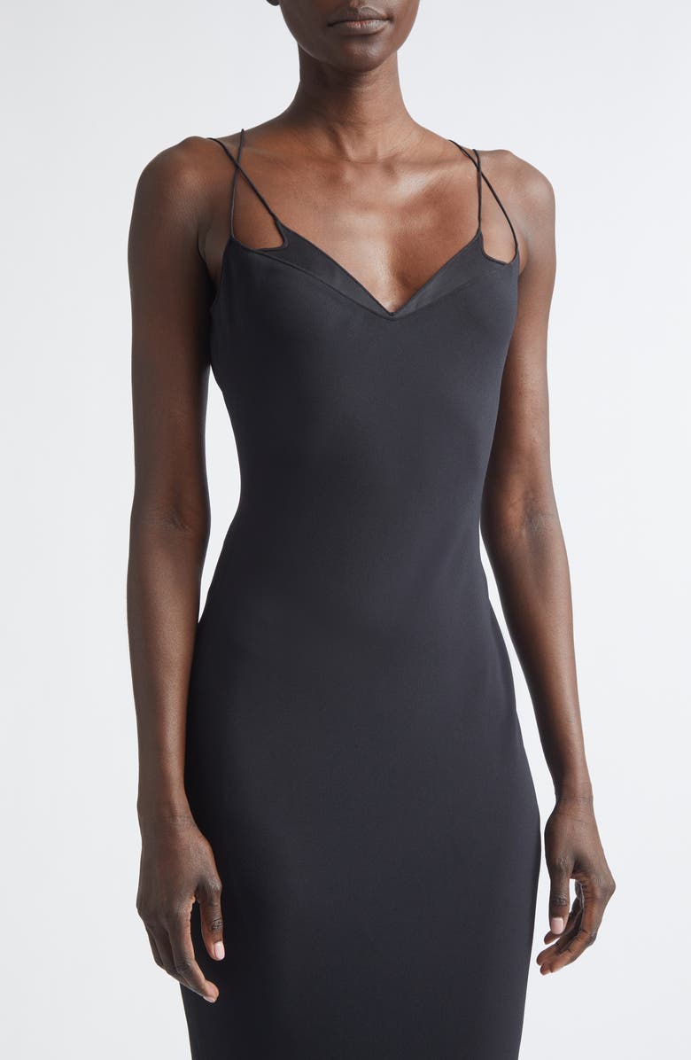 TOM FORD Satin Trim Crepe Slipdress, Alternate, color, Black