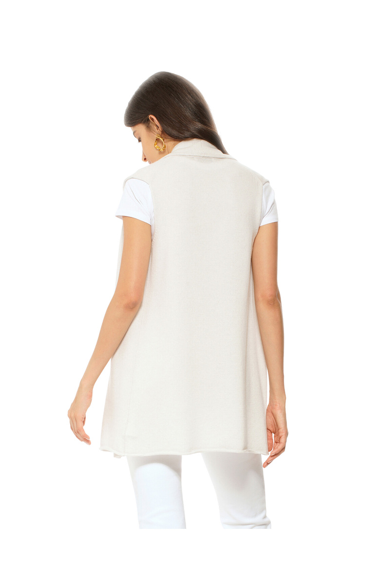 Monticelli Cashmere Pure Cashmere Sleeveless Long Open Front Cardigan, Alternate, color, Charcoal