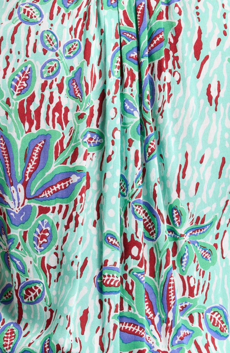 Poupette St Barth Callie Print Cover-Up Minidress, Alternate, color, Mint Exotic Forest