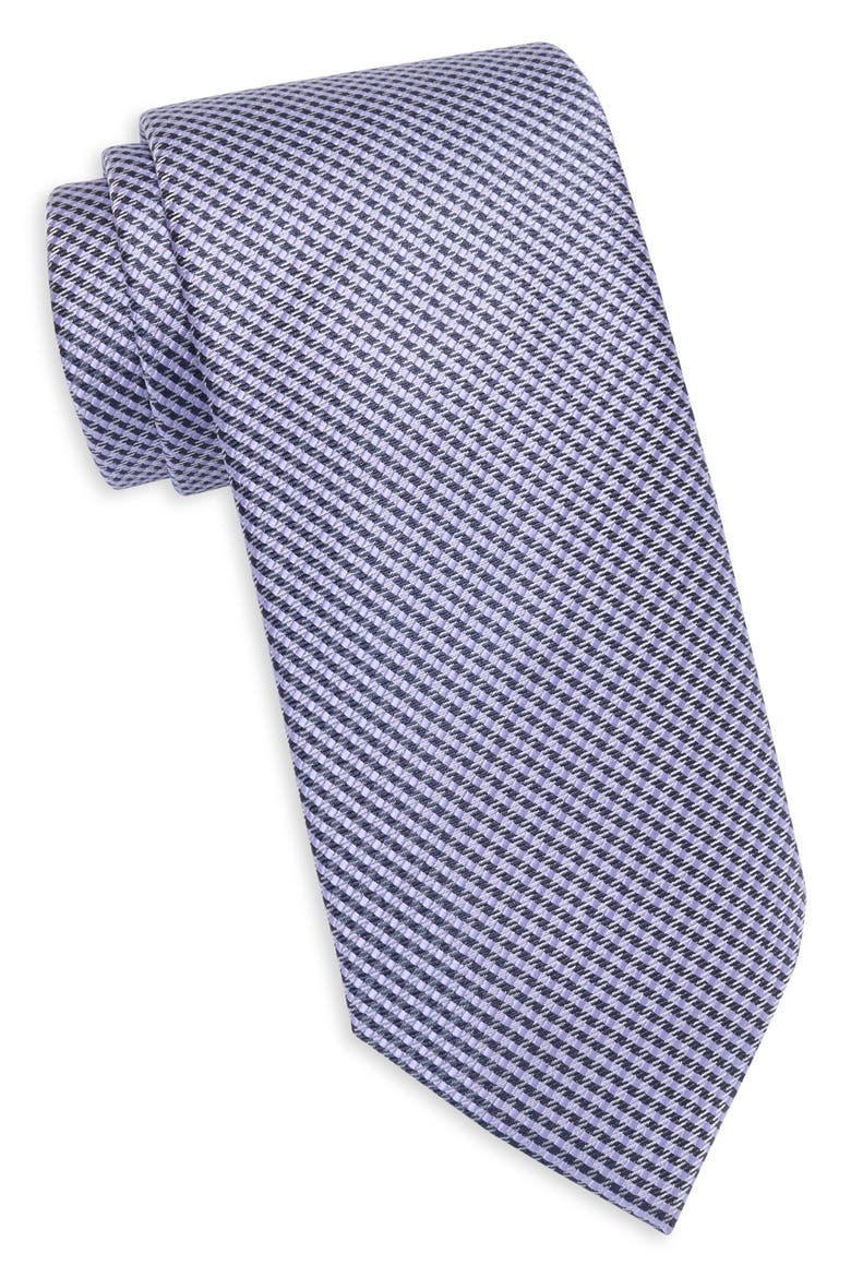 Vedera Houndstooth Print Tie, Main, color, PURPLE