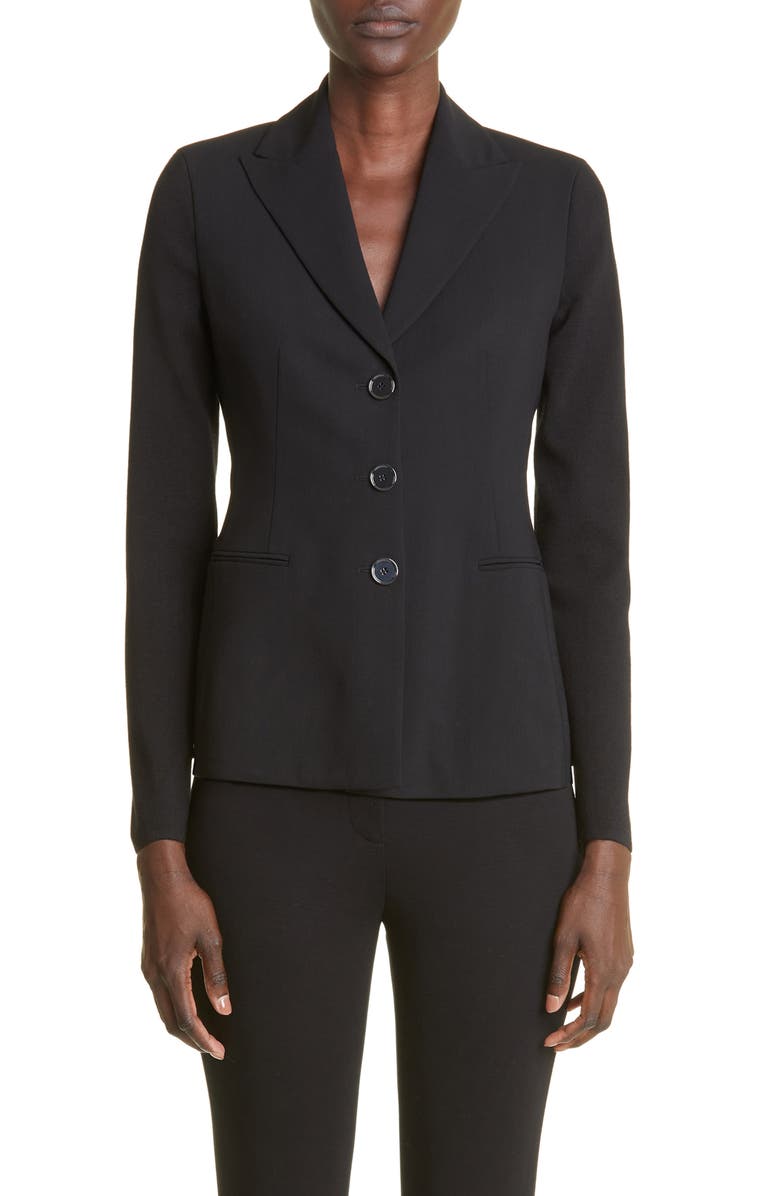 Akris Ludlow Knit Sleeve Wool Blend Blazer, Main, color, 