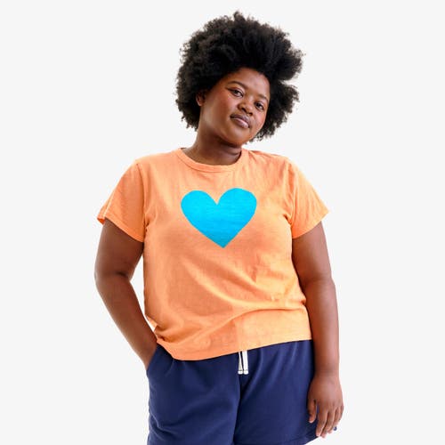 Primary Adult Classic Slub Crewneck Heart Tee In Orange