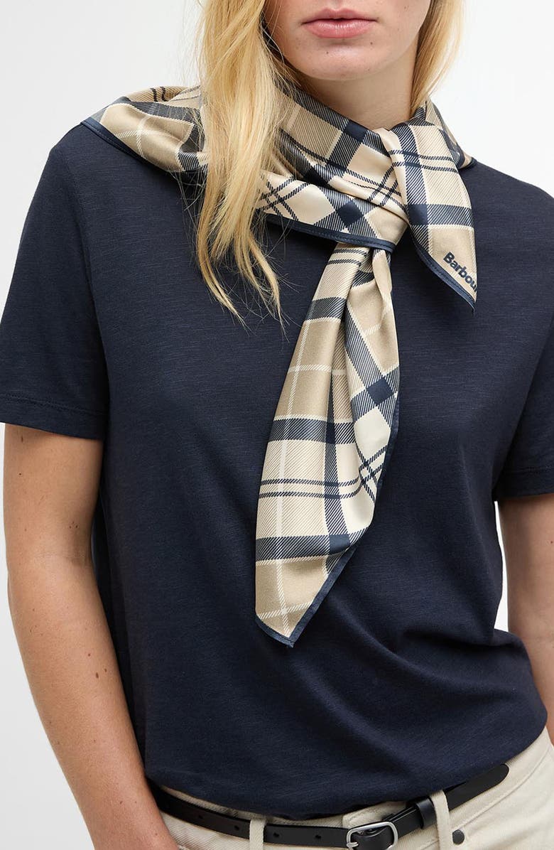 Barbour Kinsale Tartan Square Scarf, Main, color, Dress Indigo Tartan