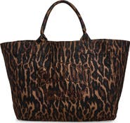 Ganni XXL Easy Shopper Leopard Print Tote