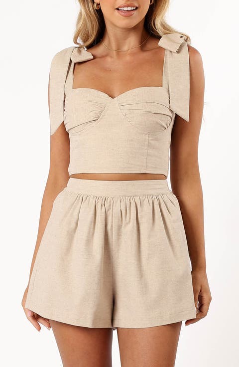 Benji Cotton & Linen Crop Top & Shorts Set