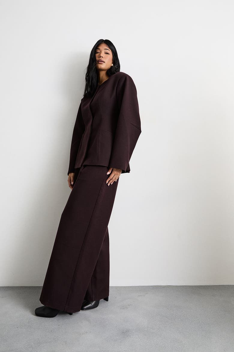 Premium Tailored Moulded Waist Blazer, Alternate, color, Chocolate