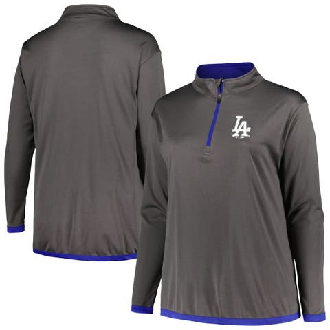 Women's Profile Charcoal Los Angeles Dodgers Plus Size Quarter-Zip Jacket