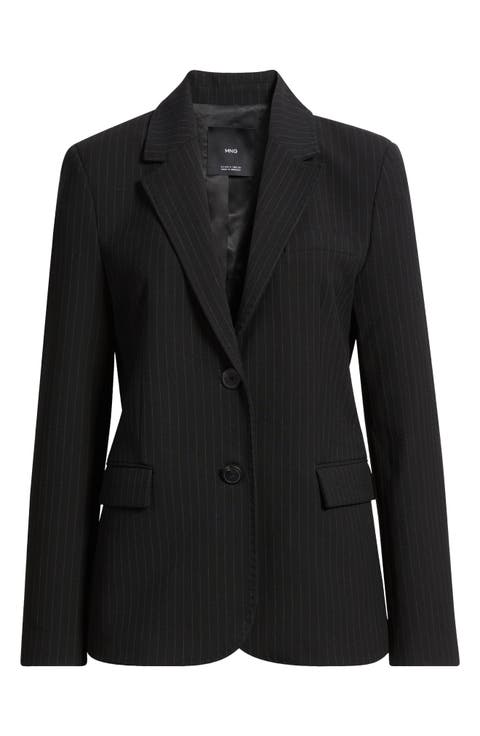 Pinstripe Straight Fit Suit Blazer