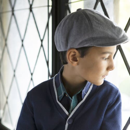 Hope & Henry Boys' Driver Cap, Kids In Grey Herringbone