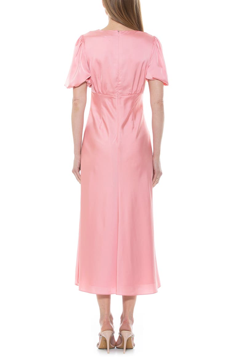 Lorelei V-Neck Bubble Sleeve Midi Dress, Alternate, color, PINK