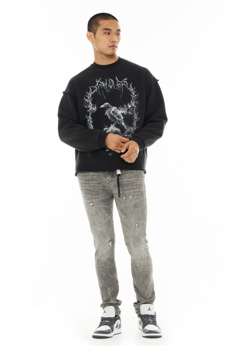 Cotton French Terry Graphic Sweatshirt, Alternate, color, VINTAGE CHARCOAL