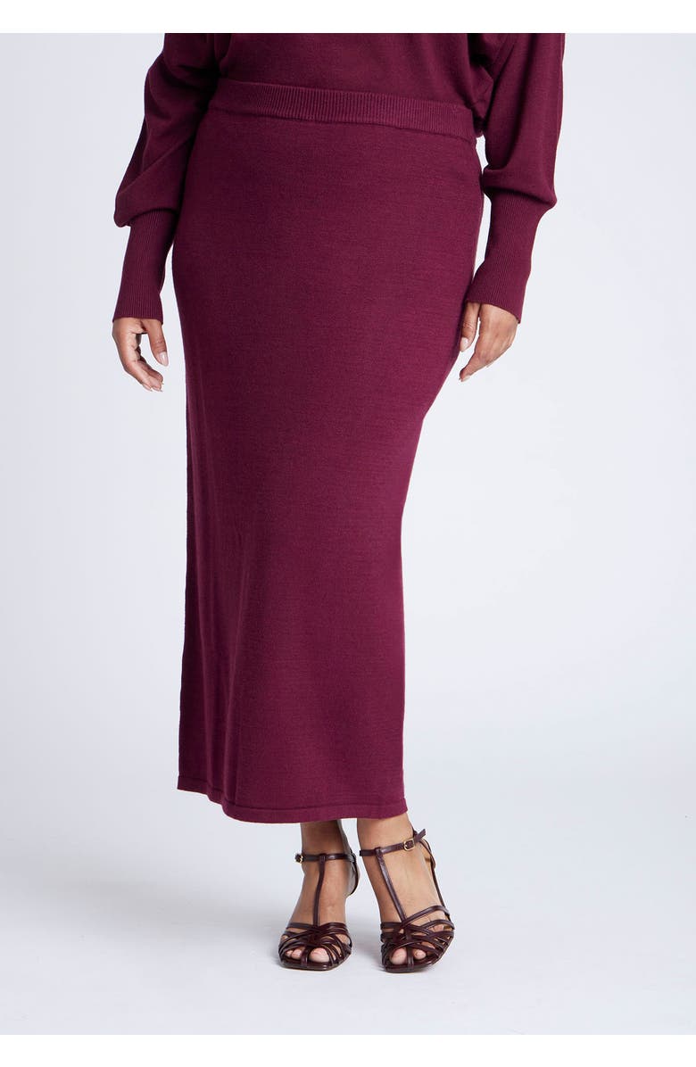 ELOQUII Sweater Column Skirt, Alternate, color, Burgundy