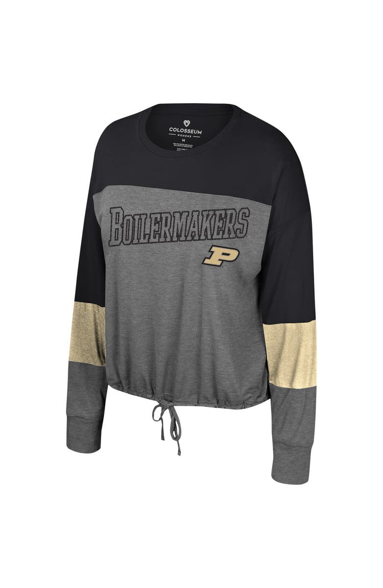 COLOSSEUM Women's Colosseum Gray Purdue Boilermakers Twinkle Lights Tie Front Long Sleeve T-Shirt, Alternate, color,