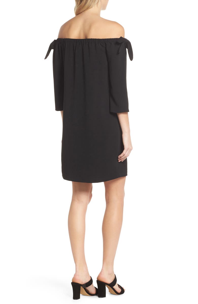 Charles Henry Tie Sleeve Off the Shoulder Shift Dress, Alternate, color, 