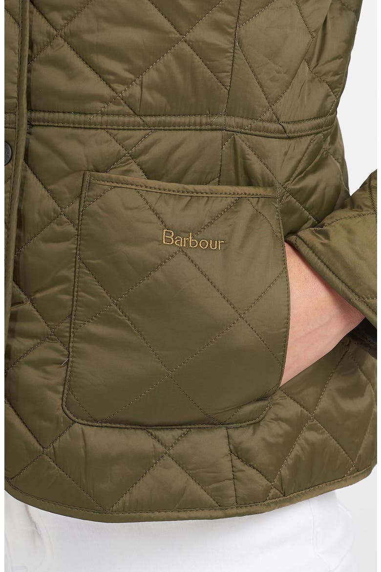 Deveron Diamond Quilted Jacket, Alternate, color, OLIVE/ PALE PINK