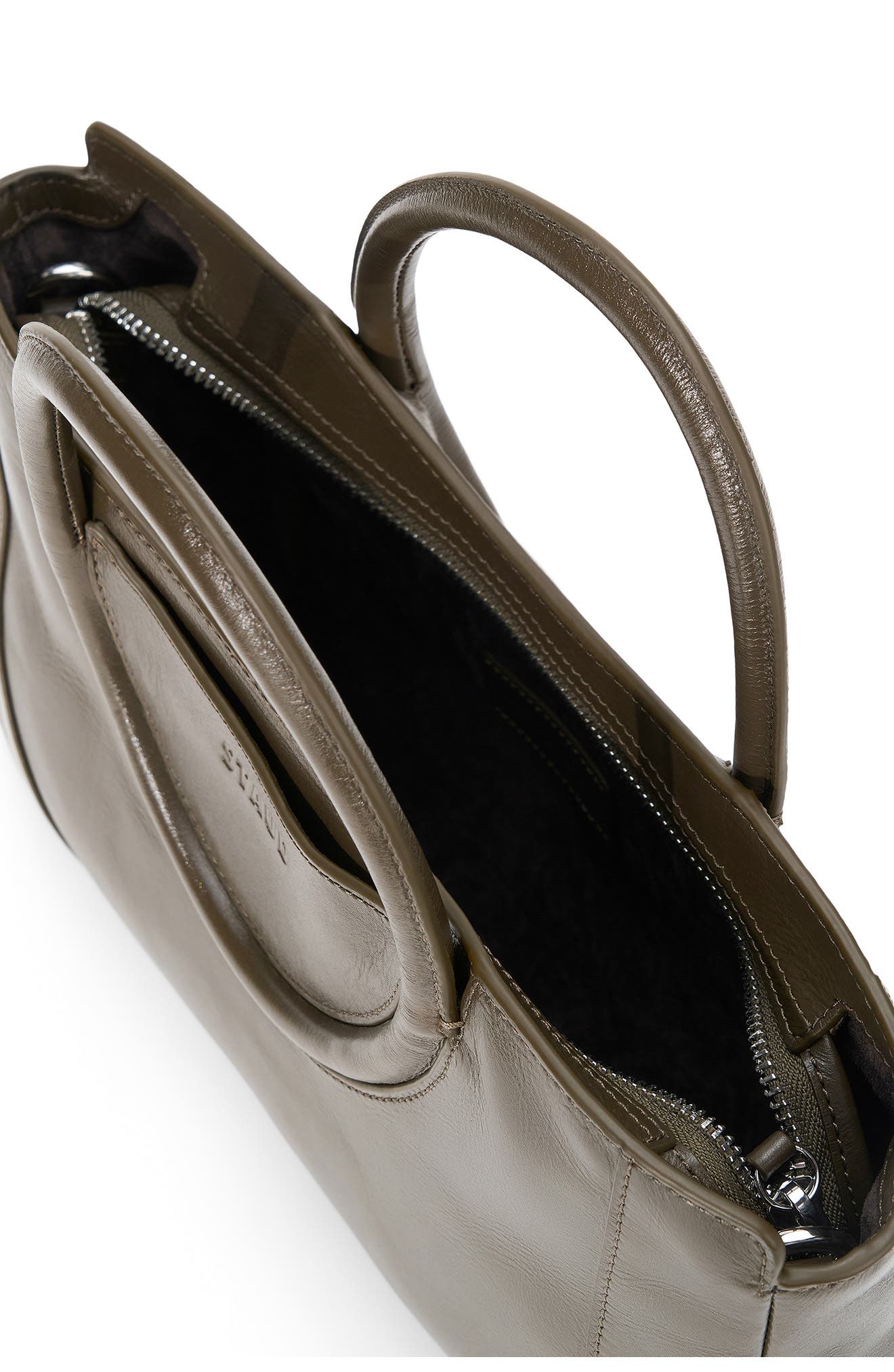 STAUD Mini Maude Leather Satchel, Alternate, color, Truffle