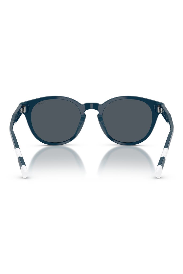 52mm Round Sunglasses, Alternate, color, SHINY BLUE / DARK GREY