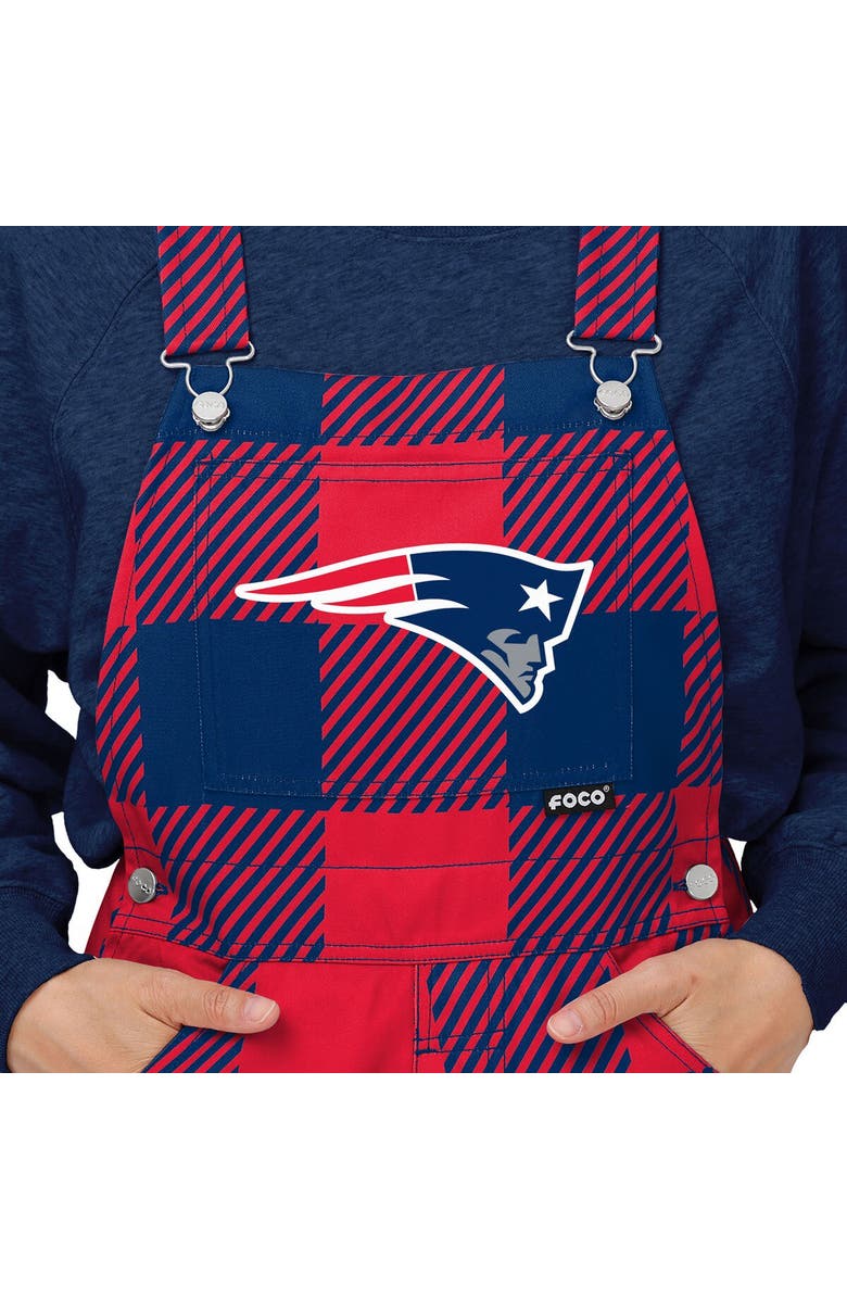 FOCO Women's FOCO Navy New England Patriots Big Logo Plaid Overalls, Alternate, color,