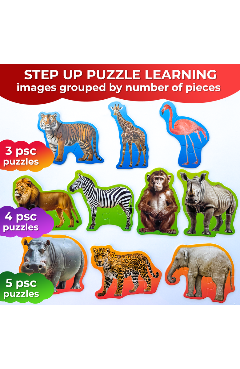 Quokka Large Floor Puzzle Set for Toddlers - 40 Piece Progressive Jigsaw Puzzles, Alternate, color, Safari