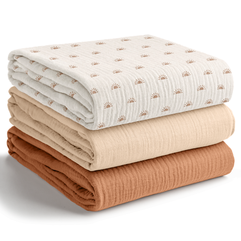 100% Cotton Muslin Swaddle Blankets Pack of 3