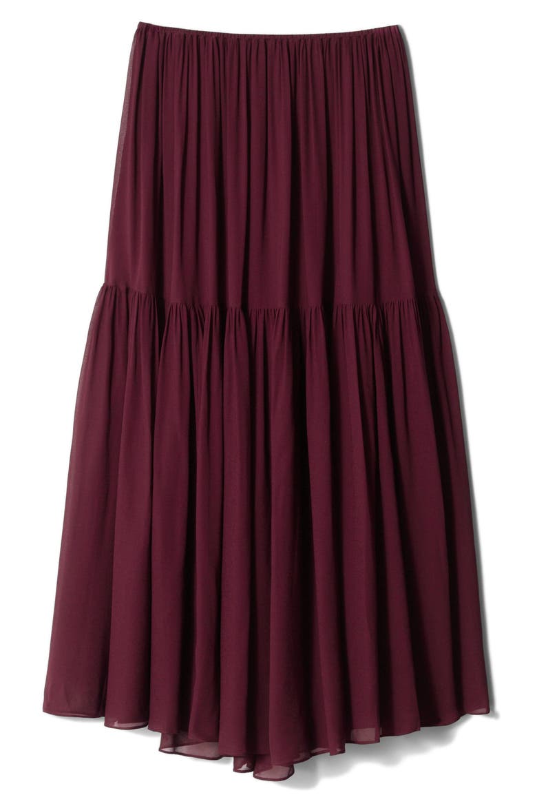 Tiered Chiffon Maxi Skirt, Alternate, color, RED DARK