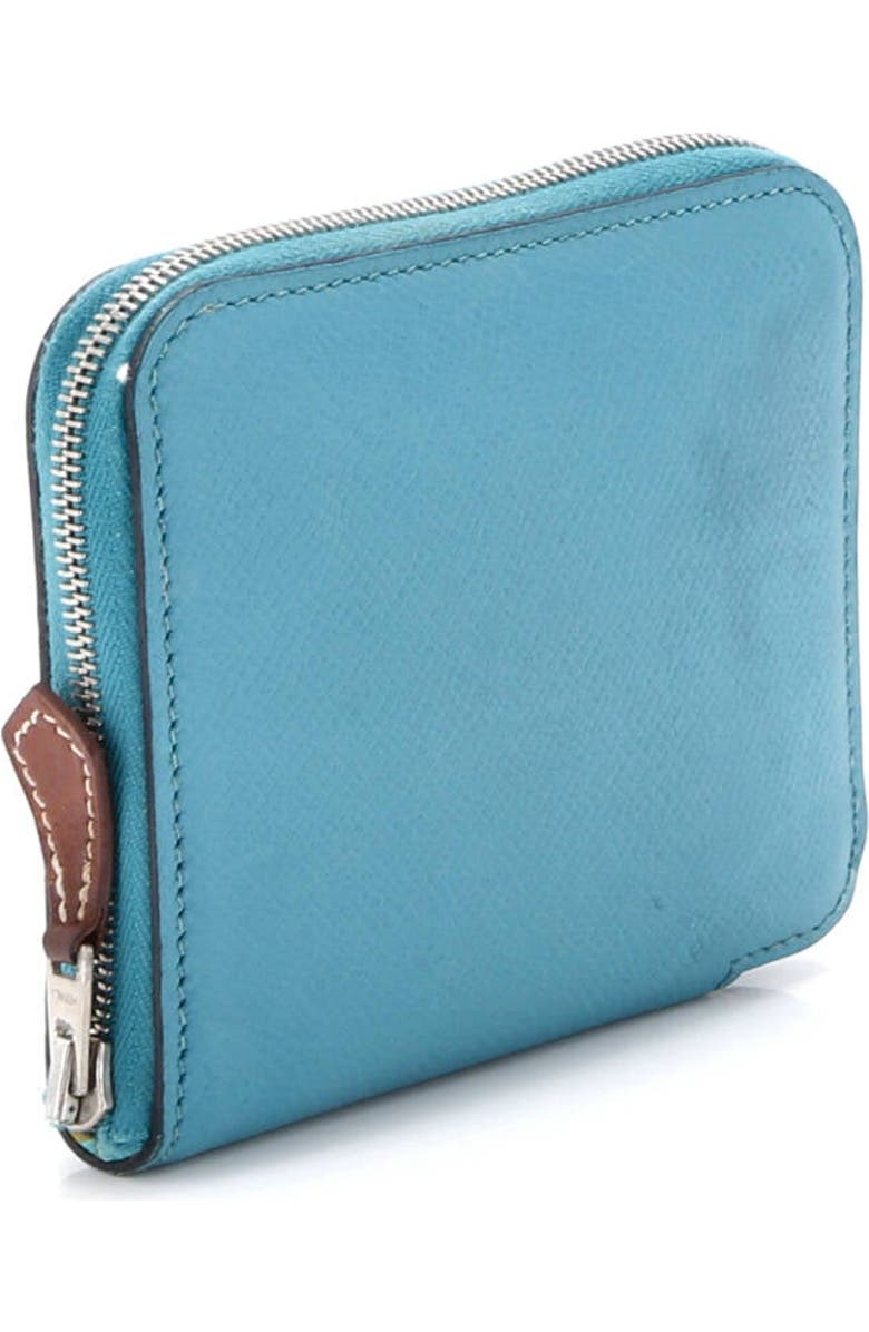 Pre-Owned Hermes Azap Zip Around Wallet Silk'in Epsom Compact, Alternate, color, Bleu Paon