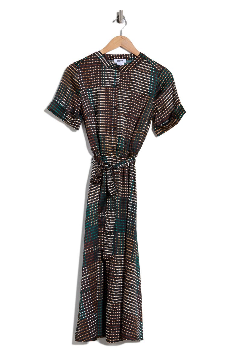 Tie Waist Satin Midi Dress, Alternate, color, BLK/ MALACH