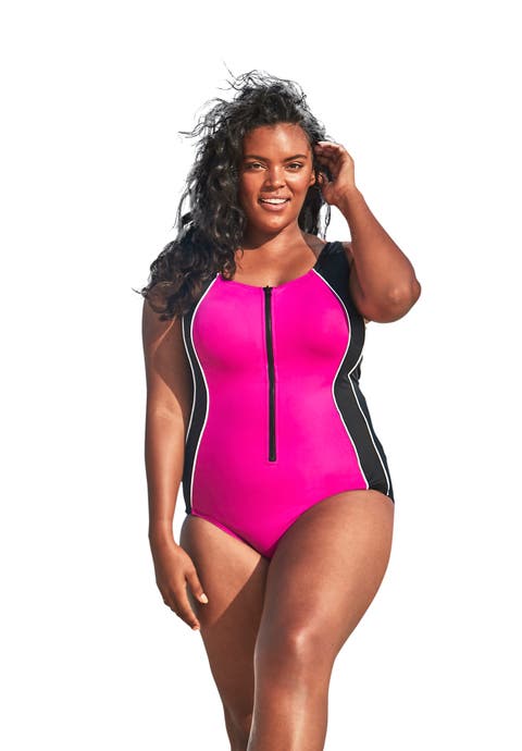 Zip-Front One-Piece with Tummy Control (Plus)